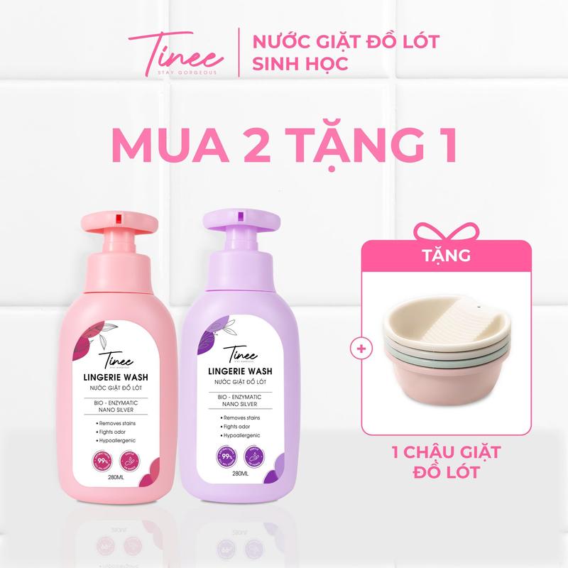 [MUA 2 TẶNG 1] Mua 2 Chai Nước Giặt Đồ Lót Sinh Học Tinee Hạn Chế Nấm Khuẩn Và Làm Sạch Tốt+ Tặng 1 Chậu Giặt Đồ Lót Màu Ngẫu Nhiên