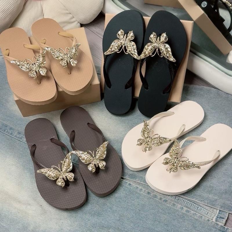 ( Chân tròn tăng size) Dẹp Kẹp Charm Đính Đá 5 Màu cao 1cm DéP  nữ