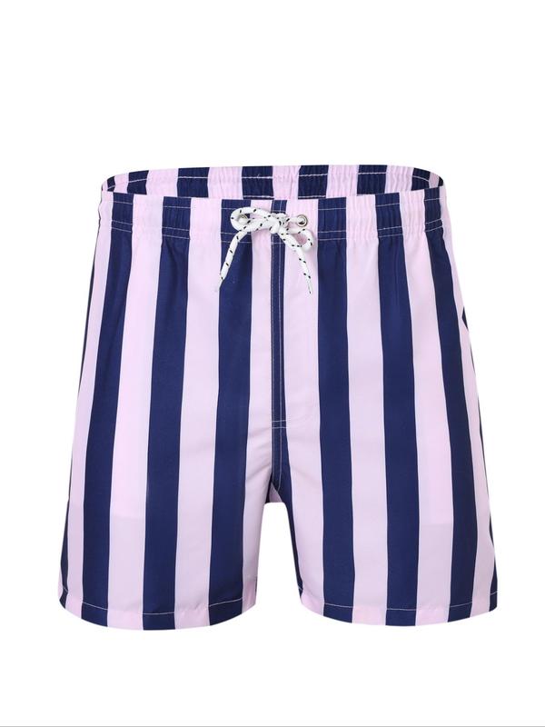 Men's Striped Print   Shorts, Regular Fit Casual Comfy Breathable Swim Shorts for Summer, Men's Shorts for Beach Vacation 2