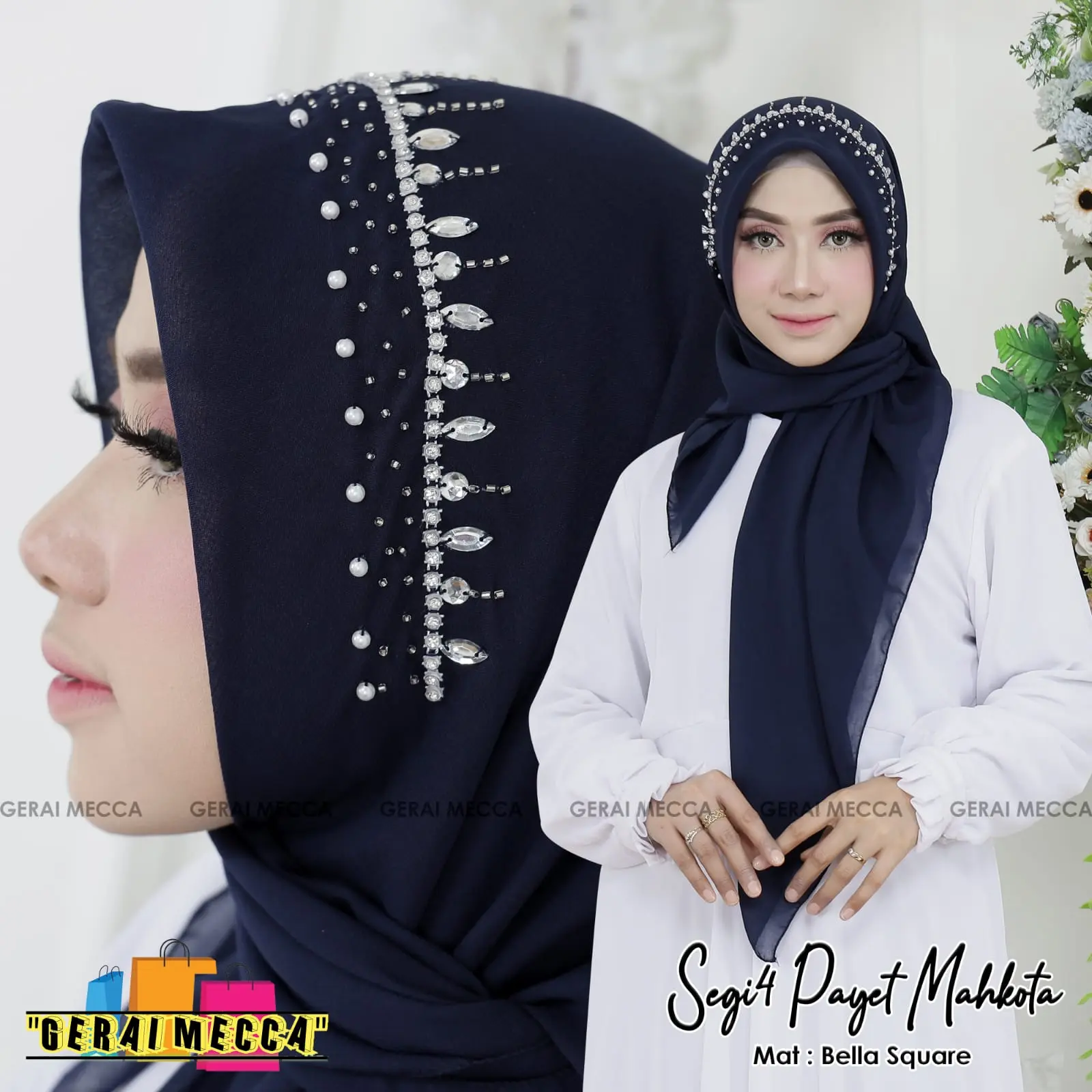HIJAB SEGIEMPAT PAYET MAHKOTA MEWAH