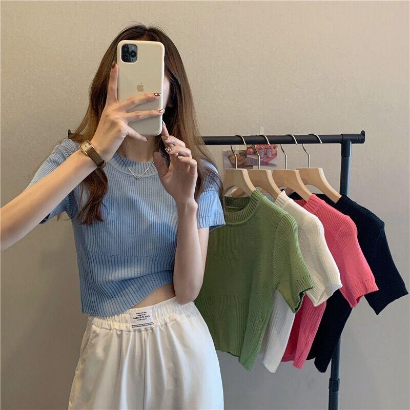 Product Introduction of Áo Thun ngắn Tay, Vừa Vặn Đàn Hồi, Phong Cách Pháp, Áo Sơ Mi Nhỏ Áo Mặc Bên Ngoài Kiểu Ngắn Phong Cách Phương Tây Cao Cấp, Áo Cơ Sở 17