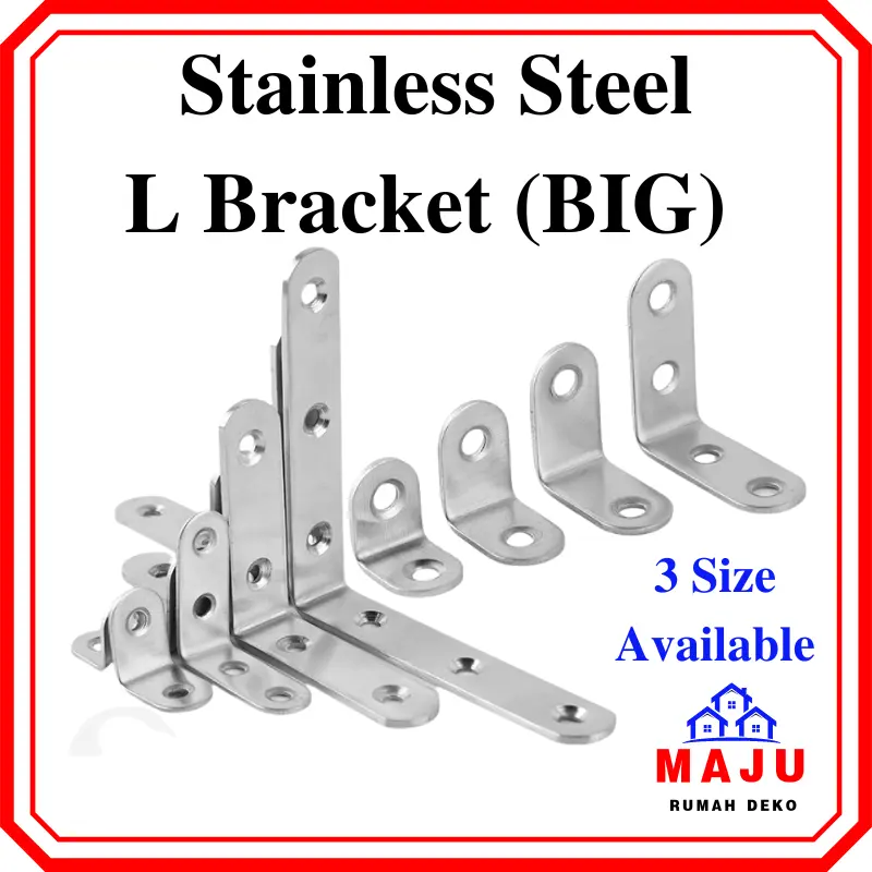 MAJU L Bracket Stainless Steel L Bracket Angle Bracket Sesiku L Rak Rack L Angle Bracket Bracket Wall Bracket Stainless