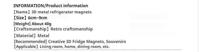 Product Introduction of Metal Refrigerator Stickers Malaysia Singapore USA UK France Italy Dubai Belgium India Three-Dimensional Magnetic Commemorative High-End 0