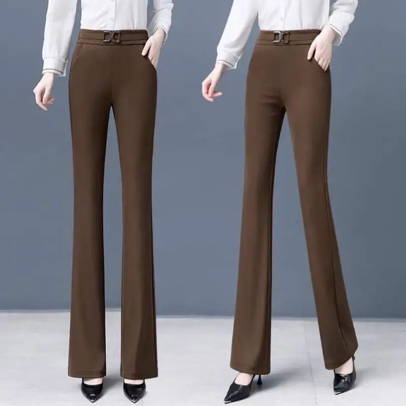 Quần suông ống rộng có loe vải tây cạp cao Bigsize 38kg-65kg, kiểu dáng quần suông ống rộng nữ cạp cao   - Mã 161 4