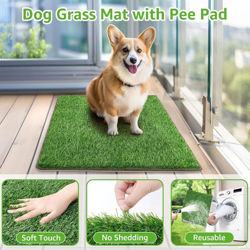 TikTok Shop Dog Grass Mat with Pee Pad Artificial Indoor Grass Potty Training Pads Dogs Doggies Washable Reusable Puppy Pads Leakproof on Outdoor Patio Balcony Apartment 18x30