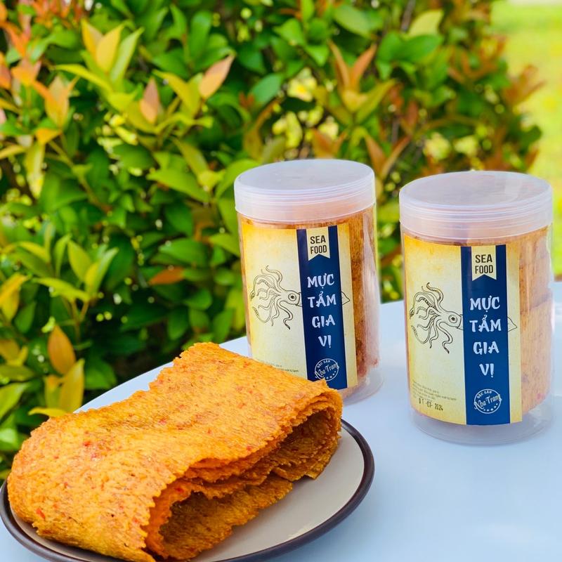 Combo 400Gr( 2 Hộp 200Gr) Mực Cán Tẩm Gia Vị Đặc Sản Nha Trang Đồ Ăn Vặt Snack Food Thức Ăn