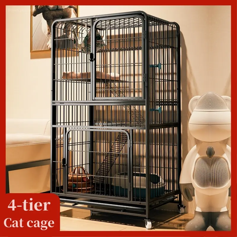 4-tier Pet Cat Cage Cat villa  black Crate with Tray Pet Playpen Cat bed Cat Kennels cat  house sual  cage  philippines