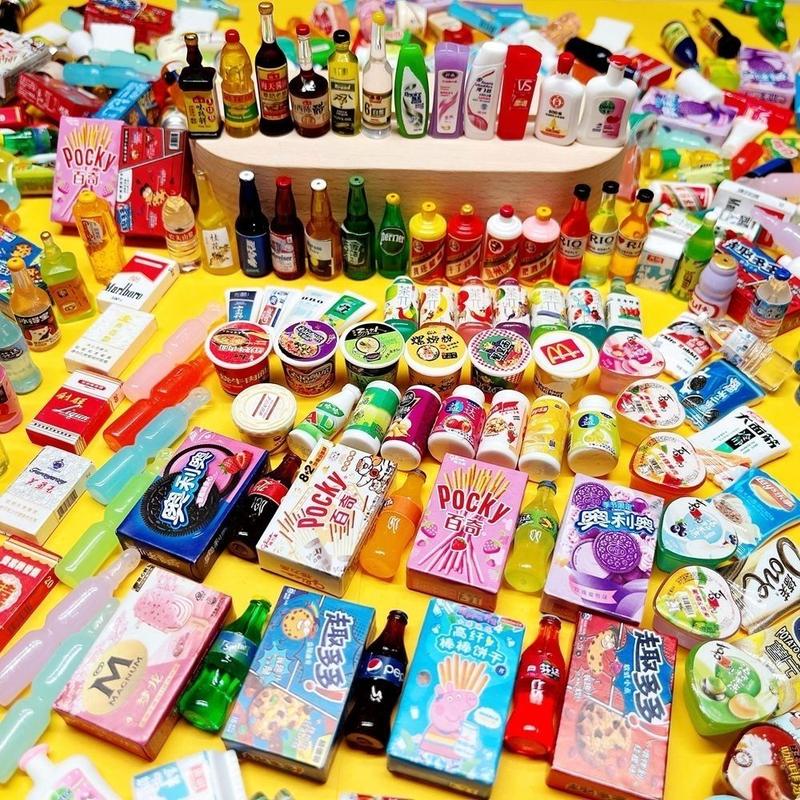 ของเล่นขนมจำลอง, ซูเปอร์มาร์เก็ตขนาดเล็กและร้านสะดวกซื้อ, ของเล่นบ้านเล่น DIY, ทำจากเรซินและแอลกอฮอล์, พร้อมเครื่องประดับอาหาร, อุปกรณ์เสริมขวด 2