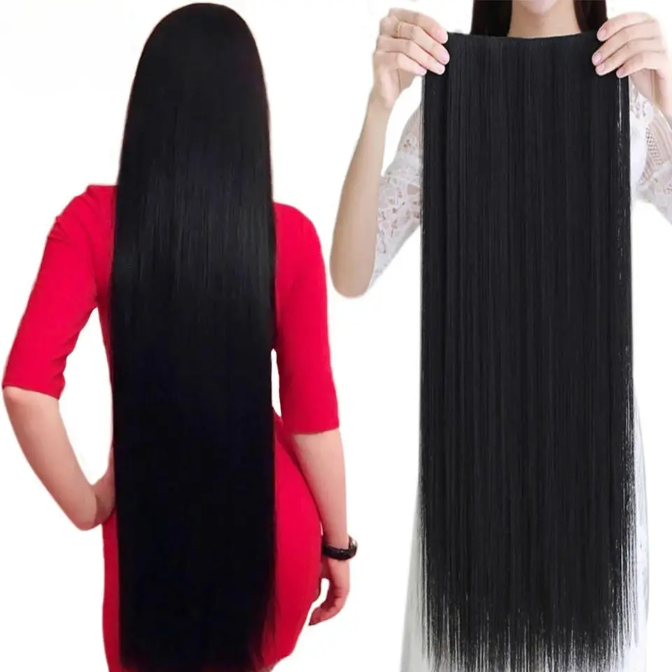 Tóc dài Nhiệt độ cao Silk Một mảnh Tóc giả cho phụ nữ, Tóc giả chịu nhiệt, Dài và thẳng, đen, nâu, rượu vang đỏ, tóc dài tự nhiên
