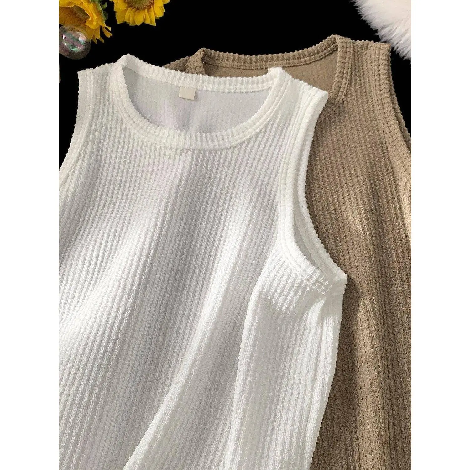 American Style Minimalist Vest Men's 2024 Summer New Oversize Idle Style Pu Shuai Loose round Neck Sleeveless Top