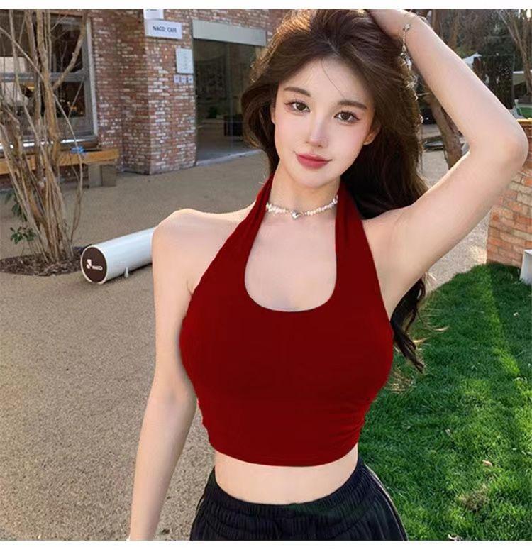 Product Introduction of Áo Vest Cổ Yếm Phong Cách Pháp, Dễ Thương Và Gợi Cảm, Áo Phông Rò Rỉ Lưng, Áo Crop-Top, Áo Ngắn, Dành Cho Nữ, Có Thể Mặc Bên Trong Women Denim 7