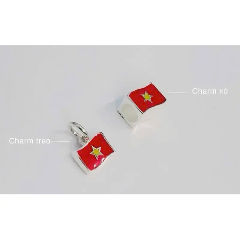 Vòng tay lá cờ Việt Nam cờ đỏ sao vàng lắc tay bạc 925 Lolie Accessories vòng tay  charm charm  cờ tổ quốc charm  bạc 6