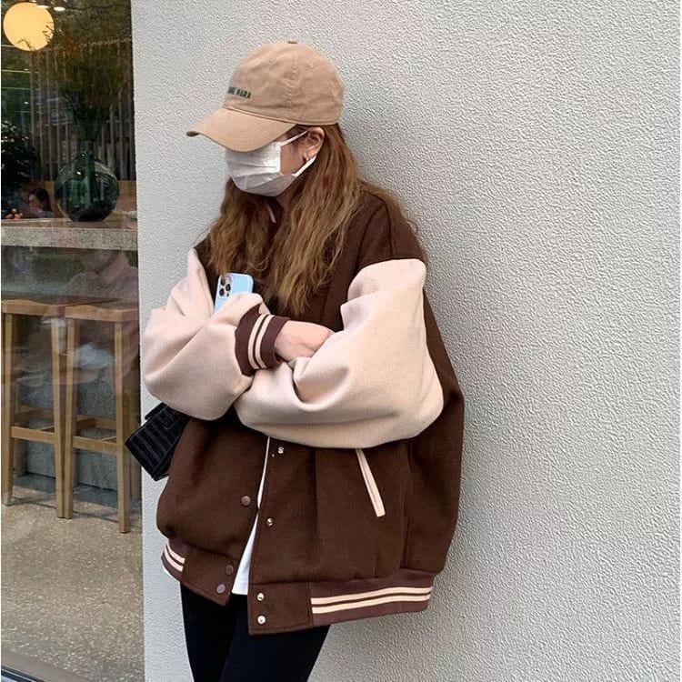 Product Introduction of BROWNIE BASEBAL JACKET WANITA OVERSIZE - SWEATER JAKET WANITA BASEBAL KOREAN STYLE Baju Bandung 1