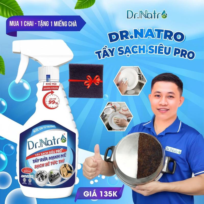 Chai Tẩy Đa Năng Dr Natro Tẩy Sạch Mọi Vết Bẩn Chai 500ml - Mua 1 tặng 2 (1 gói dưỡng hoa, 1 miếng nhám) Làm Sạch