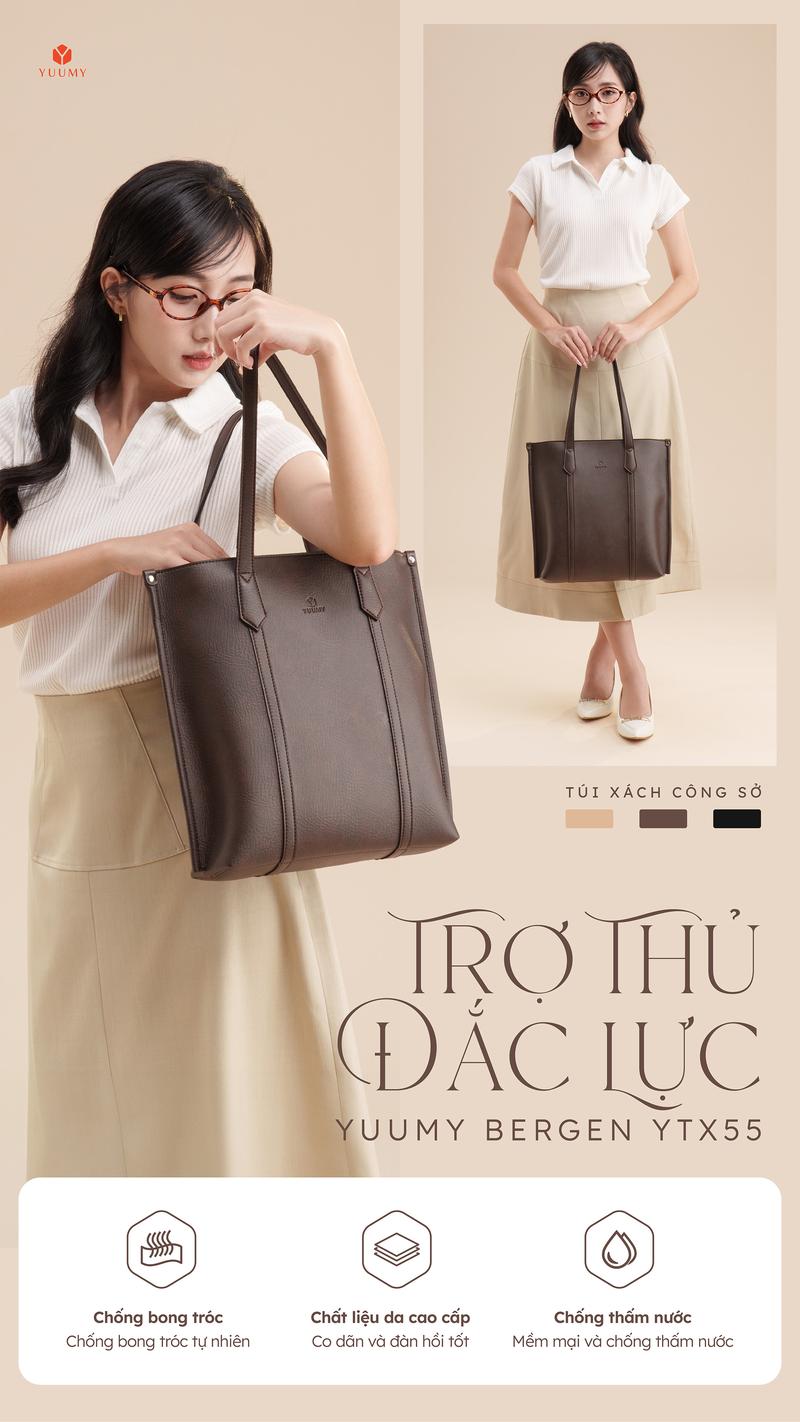 Product Introduction of Túi Yuumy (Thời trang nữ công sở dáng đứng - Túi xách da Bergen YTX55) 0