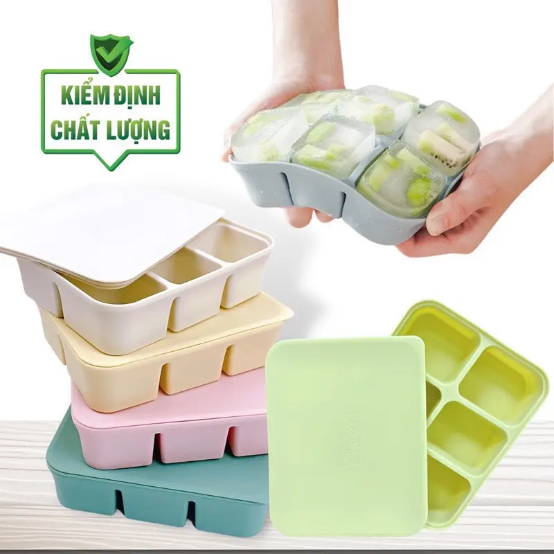 Khay silicon 6 ngăn và 12 ngăn cho bé đựng đồ ăn dặm,dễ lấy đồ ăn 0