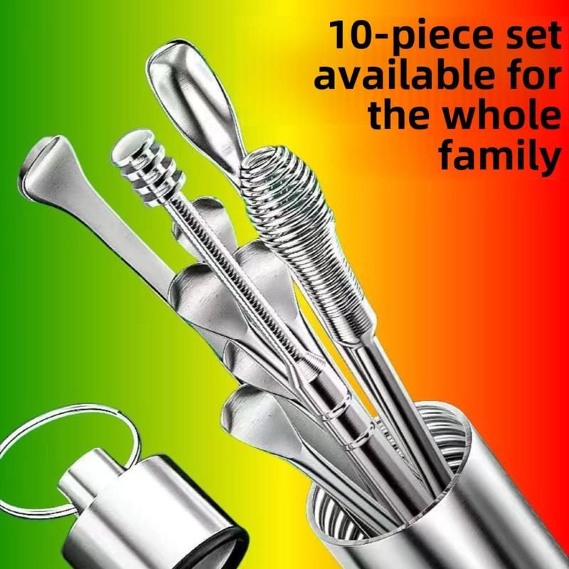 9/10pcs Ear Wax Pickers Set Stainless Steel Earpick Wax Remover ...