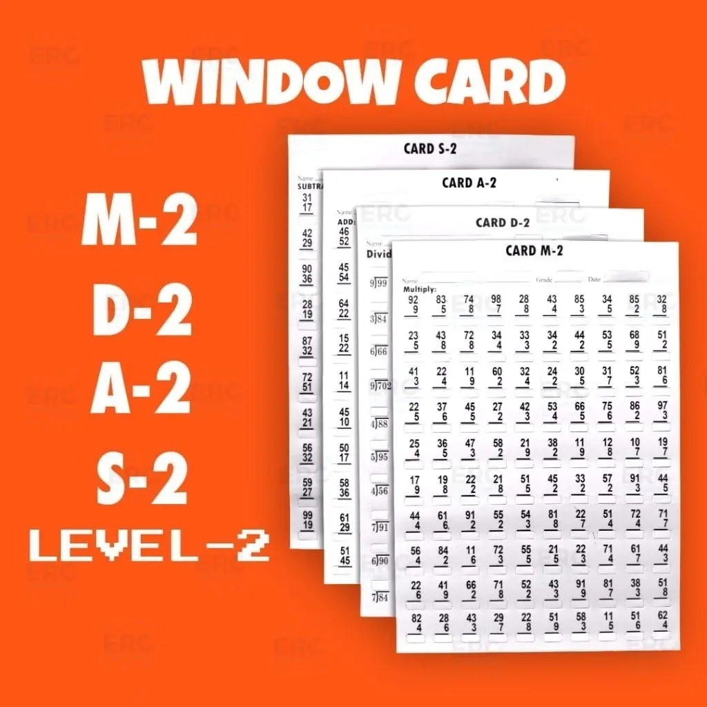 Complete Set Window Card M2 D2 A2 S2 Level-2 Math Test Reusable Durable ...