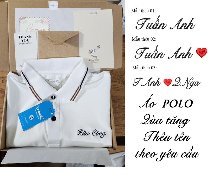 Áo Polo Thêu Tên Theo yêu cầu quà tặng Kèm Hộp thiệp riêng xịn xò Có Cổ Shirt