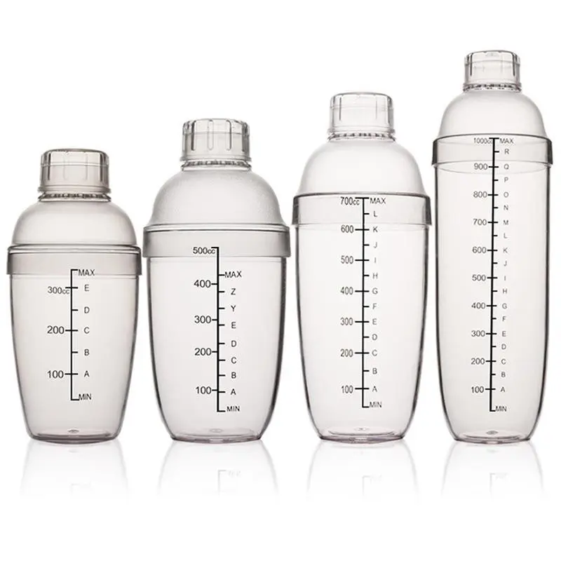 Plastic Shaker with black graduations, size 350 - 530 - 700 - 1000 ml, Good Type
