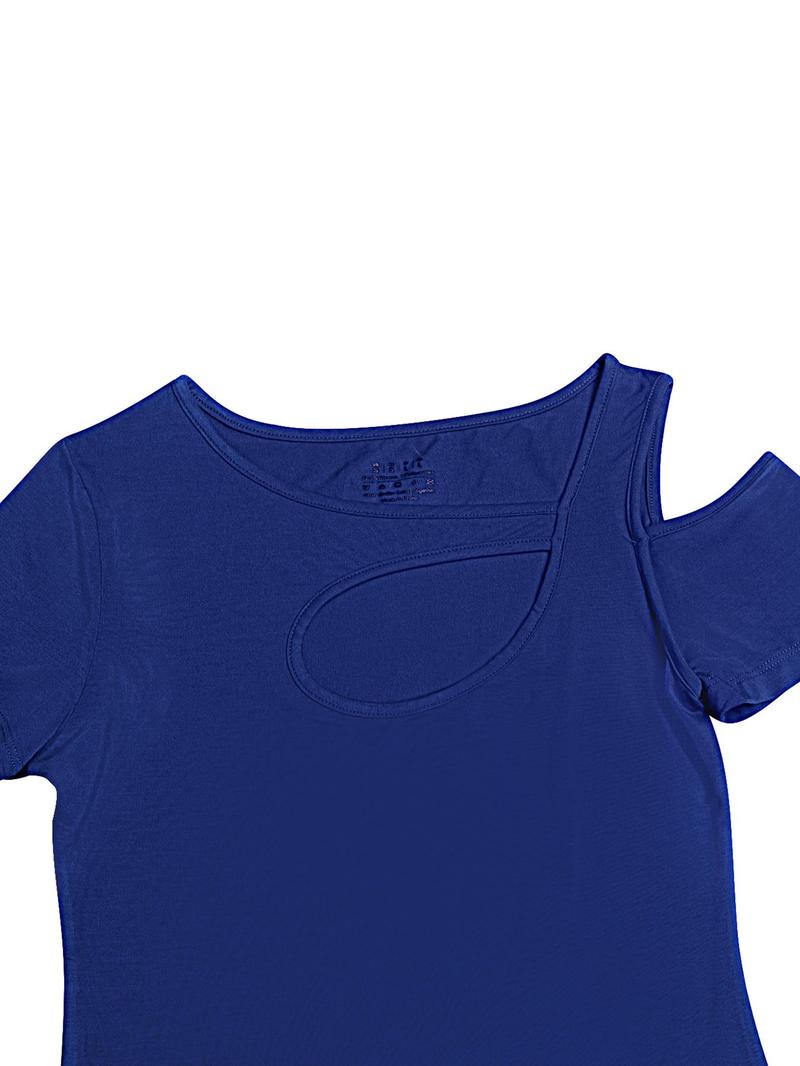 Product Introduction of Women's Solid Color Cut Out Bodysuit, Casual Comfy Breathable Short Sleeve Bodysuit for Daily Wear, Ladies Clothes for Summer 9