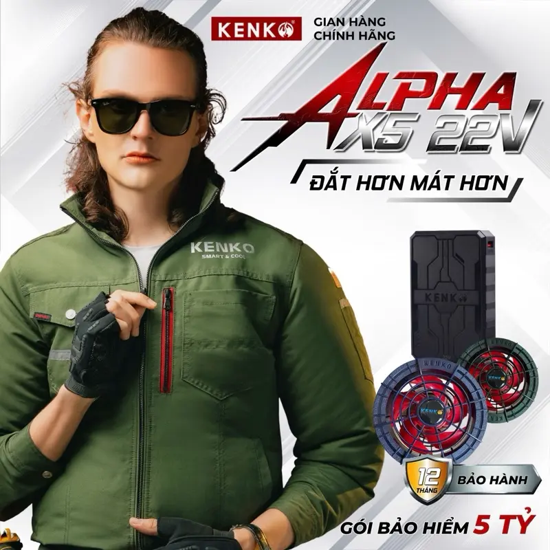 Áo quạt điều hòa KENKO Promax 22V quạt spider mới nhất 2025 nâng cấp nhiều công nghệ