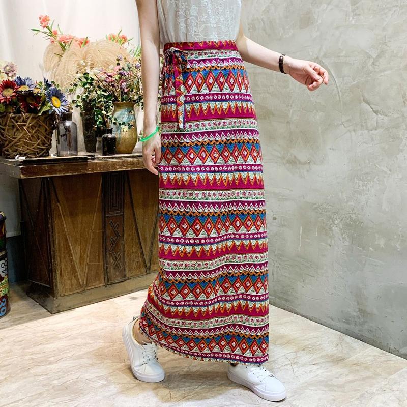 Product Introduction of Váy Một Mảnh Phong Cách Dân Tộc Bohemian, Hoa Thái Hòa, Phong Cách Dai, Dài Trung Bình Váy Buộc Dây Dành Cho Phụ Nữ, Thích Hợp Cho Mùa Hè Dress Women Khuy Cổ Tròn Khuy Cổ Tròn Voan 3