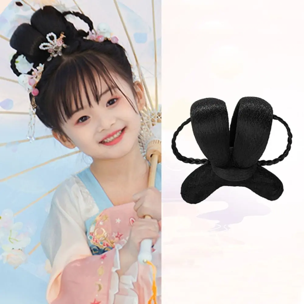 Tóc Giả Hanfu Cho Trẻ Em, Cosplay Trung Quốc Cổ Đại Cho Bé Gái, Một Mảnh, Lười Biếng, Tóc Dài Màu Đen, Băng Đô Cho Bé Gái