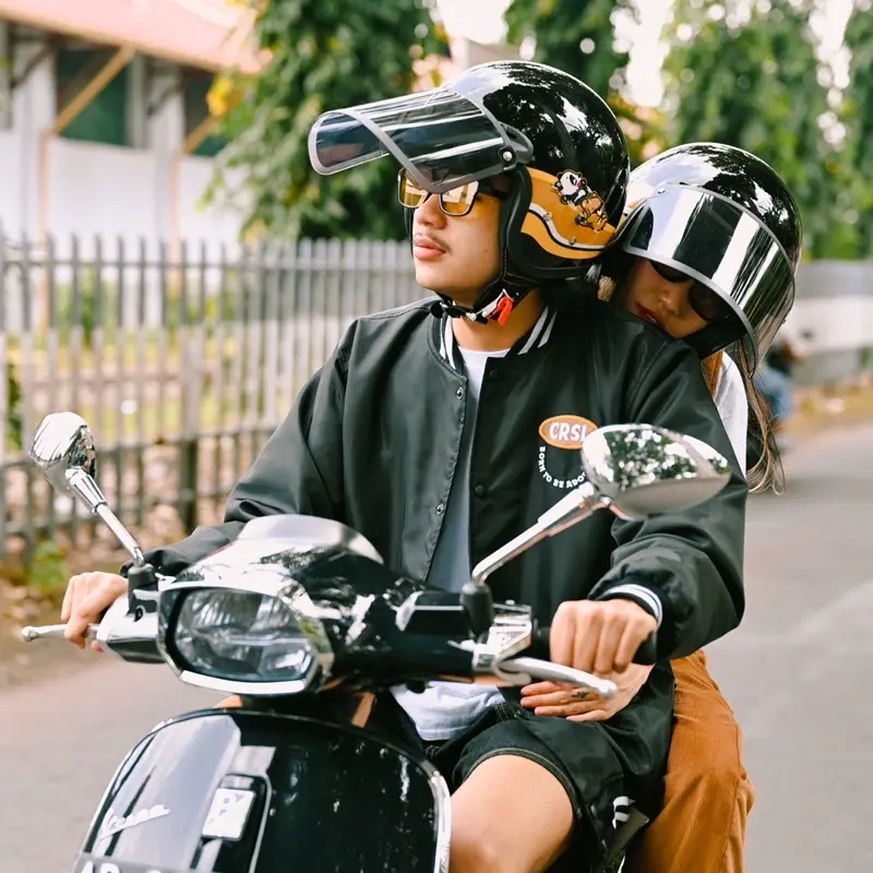 CRSL Bonnie Helmet | Helm Dewasa | Helm Motor Retro Vintage I Headwear Hat Black I Pelindung Kepala I Helmet Rider Motorcycle I Bogo Unisex Pria Wanita 8