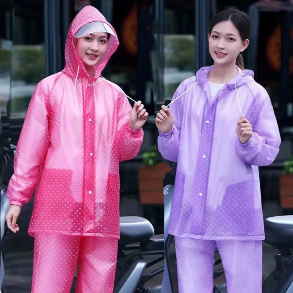 Bộ Áo Mưa Và Quần Đi Mưa, Dành Cho Nam Và Nữ, Chống Mưa Toàn Thân, Dày Dặn, Thích Hợp Cho Xe Điện Và Công Việc Ngoài Trời, Mọc Trà, Chống Thấm Nước, Áo Mưa Trong Suốt