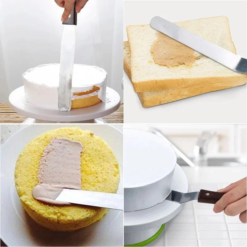 Product Introduction of Stainless Steel Spatula with Wood Handle 4 6 8 10 Inch Spatula Cake Decorating Tools Cream Knife for Cake Butter Smoother Icing 7