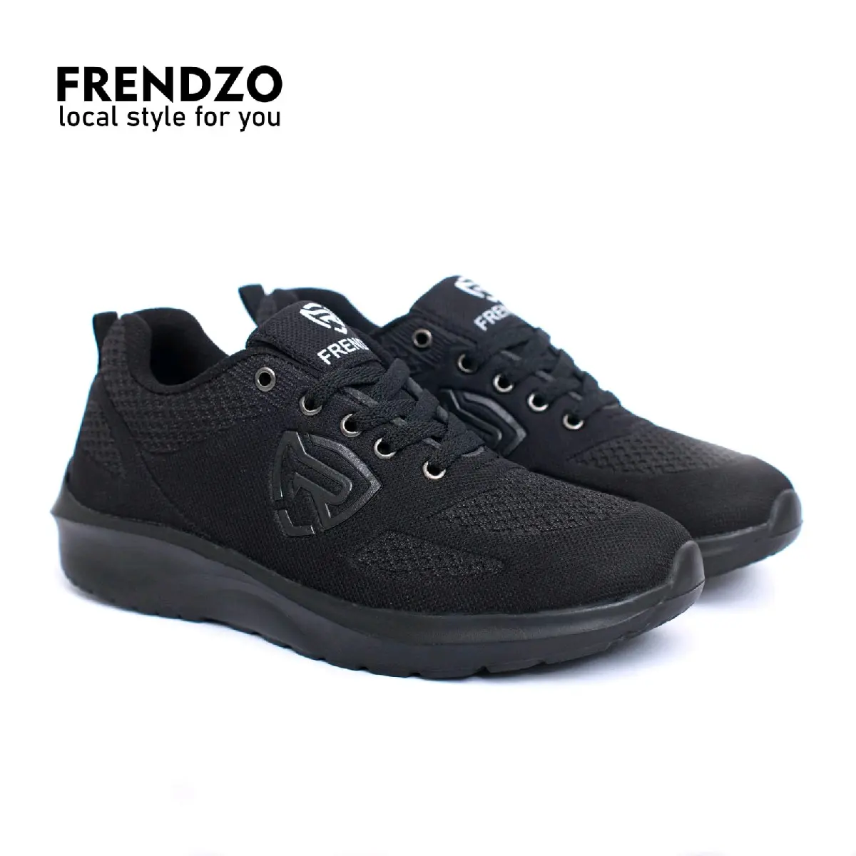 FRENDZO_SEPATU HITAM POLOS,HITAM PUTIH SEPATU SEKOLAH,SEPATU KERJA Casual Olahraga Shoes Pria Sneakers