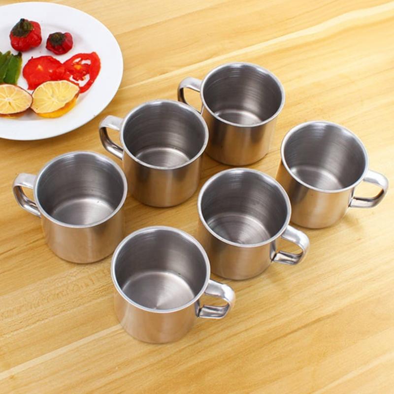 Cawan Mug Teh, Set 6, Diperbuat daripada Keluli Tahan Karat, Sesuai ...