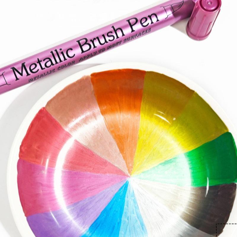 Product Introduction of Metallic Paint Marker Pen, 12/24/36pcs Dual Tips Metallic Paint Marker Pen Set, Fine Marker Pen for Rock Wood Ceramic Canvas DIY Painting Drawing, Art Supplies 4