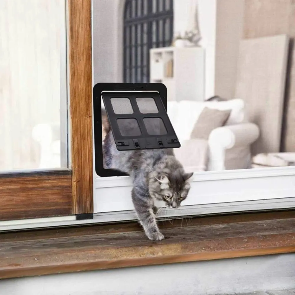 Puppy ABS Dogs Cats Window Gate Lockable Easy Install Large Pet Screen Door Pet Supplies Enter Freely Dog Cat Flap Door Outdoor