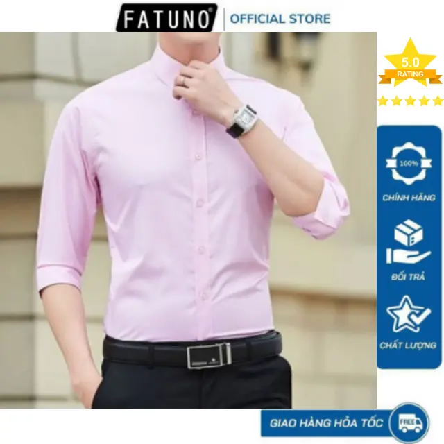 Áo sơ mi nam dài tay chính hãng FATUNO phong cách Hàn Quốc chất đẹp vải cotton lụa chống nhăn sominam  dep Menswear Shirt