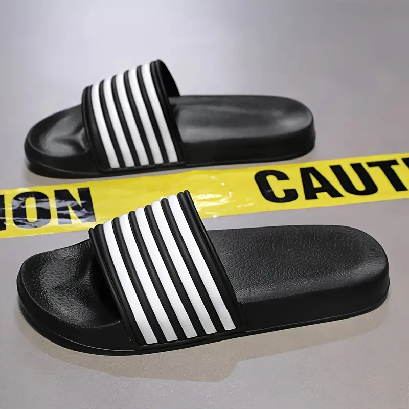 Men's Trendy Striped Open-Toe Slippers, Non-Slip Durable Indoor/Outdoor Footwear for All Seasons 6