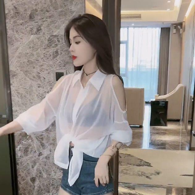 Product Introduction of Áo Voan Trễ Vai Thiết Kế Đẹp Cho Nữ, Thích Hợp Cho Mùa Hè, Mỏng Và Thoáng Khí, Áo Khoác Cardigan, Độc Đáo Và Thanh Lịch, Hàng Mới Về Năm 2024 Top Women Sơ Mi 11