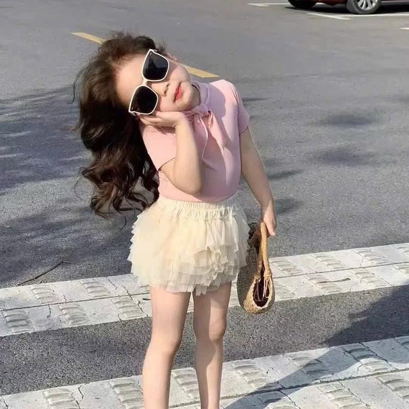 (Shopmesockids) Sét áo hồng thuỷ thủ mix váy ren xếp tầng cho bé gái