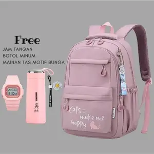 Tas Ransel Sekolah Anak Perempuan 4 in 1 Free Gift Jam Tangan+Botol Tumbler+Accesories Gantungan Fashion Tas Ransel Sekolah Anak Perempuan 4 in 1 Free Gift Jam Tangan+Botol Tumbler+Accesories Gantungan Fashion