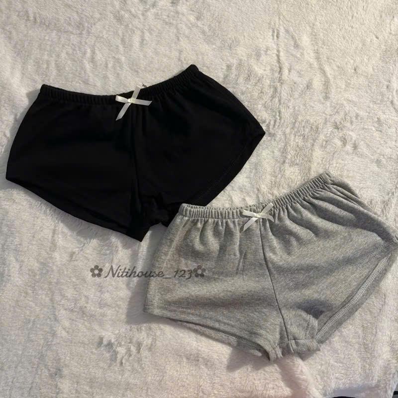 [Nitihouse] Quần ngủ mini tí hon cạp thấp thun cotton trơn thoải mái Nữ