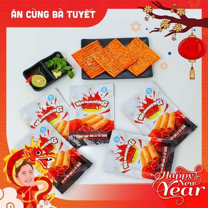 combo tùy chọn 30 gói nem nướng phên ăn cùng bà tuyết, 30 gói cá hồi nướng, 30 gói sashimi cực kì thơm ngon và lôi cuốn - đồ ăn vặt ngon rẻ batuyet  live