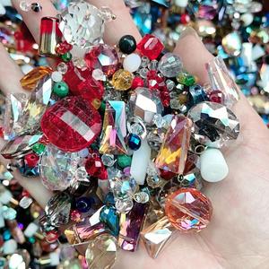 Aksesori Manik, Bahan DIY, Manik Berbentuk Rhombus, Kaca Kristal Tiruan, Berpecah, Segi Empat, Separuh Bulat, Warna Campuran, Sesuai untuk Membuat Gelang dan Perancah, Separuh Manik, Separuh Bahan