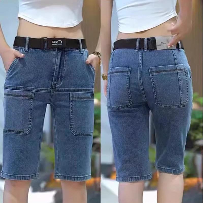 Quần Short Jeans 6 túi Dành Cho Nữ CO Giãn Thoáng Mát Women Voi quần  jeans quần  bò quần  jean quần  jeans đen khói 3