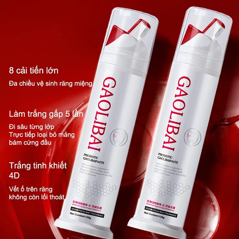 Gel nano bạc GAOLIBAI đánh bật cao răng sạch mảng bám trắng răng cho hơi thở thơm mát, GAOLIBAI chính hãng 120g 7