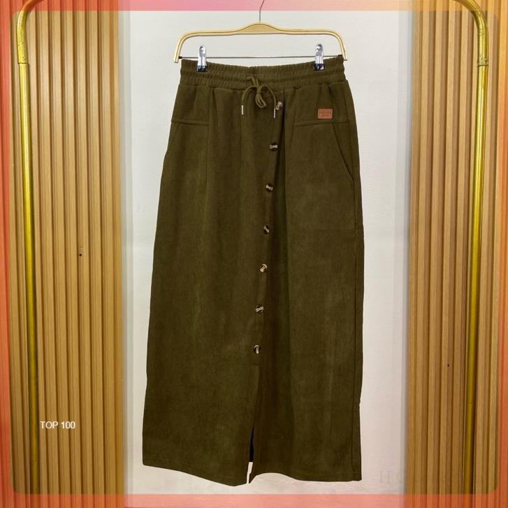 ROK PANJANG CORDUROY / ROK CORDUROY KANCING / ROK WANITA Casual 3