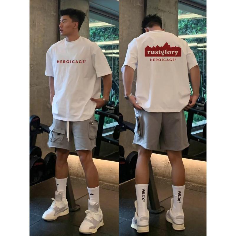 Áo Thun Cotton Nam, Thời Trang Đường Phố Phương Tây, Họa Tiết Núi Mùa Hè, Phong Cách CleanFit, Cổ Áo Mỏng