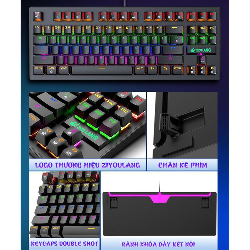 Bàn phím cơ K2 V9 Hotswap 87 phím, led đa điểm ánh sáng nhiều màu , cục chống nhiễu từ tính, có hotswap, keyboard gaming k2 phiên bản nâng cấp | BigBuy360 - bigbuy360.vn