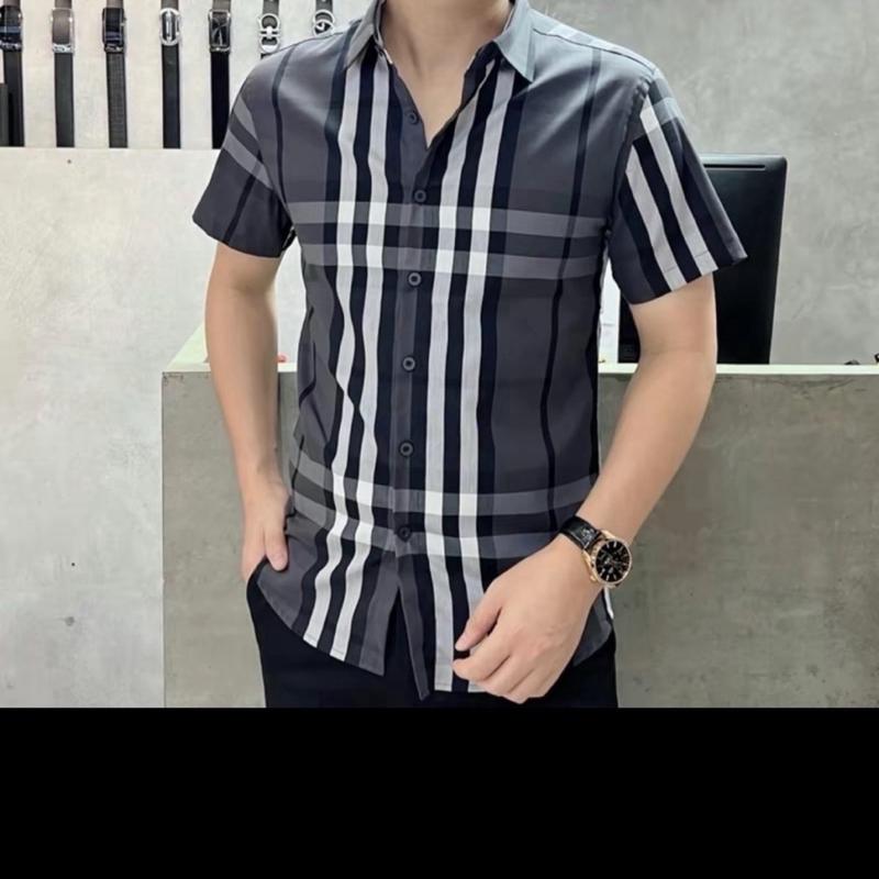Áo Sơ Mi CaRô tay Ngăn,Vãi lụa ,mềm mịn.co giản nhẹ fom body Nam Menswear Shirt Có Cổ 2