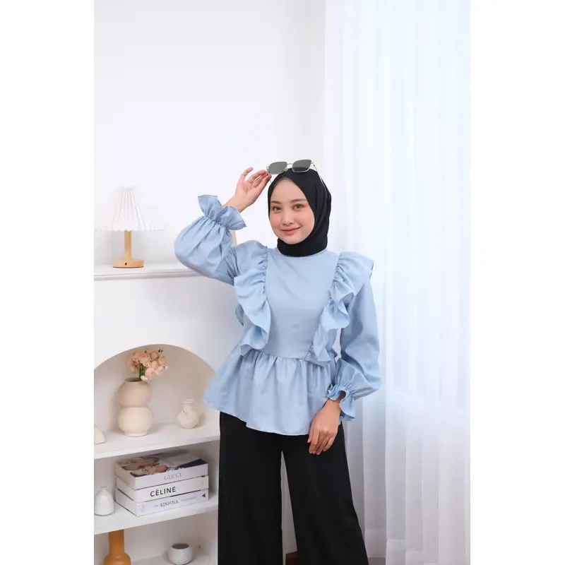 Kinara Blouse Bahan Katun (M -XL) / Atasan Wanita Lengan Panjang Blose Baju Cewek Blus Perempuan 2